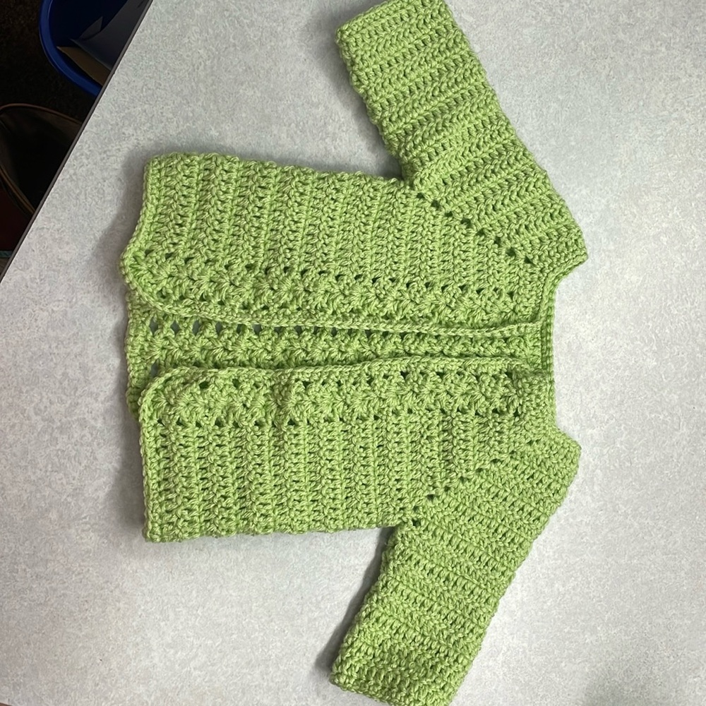 Handmade (by me) 0-3 months baby cardigan